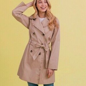 Gal Meets Glam Josie Ruffle Trim Trench Coat